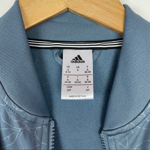Adidas | Rose Print Warm Up Jacket Blue Silver Gray S - Picture 5 of 8